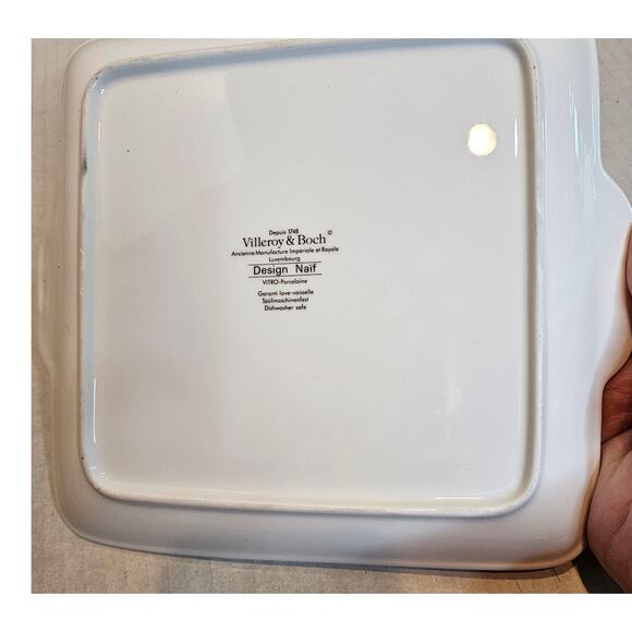 Villeroy & Boch Tray Design Naif 1983 Luxembourg Folk village 8" Square handles - Picture 6 of 9
